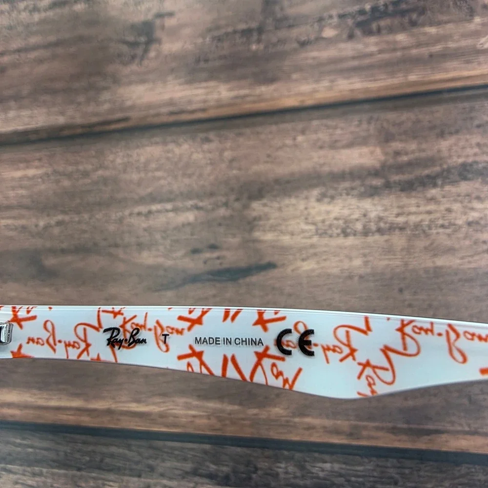 Ray-Ban RB 5228 5014 Black White Red Logo Print Eyeglasses 50-17-140